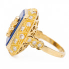 Bague Cocktail en or jaune, lapis-lazuli et diamants - Castafiore