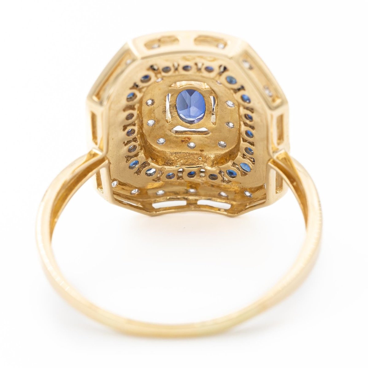 Bague Cocktail en or jaune, saphir et diamants - Castafiore