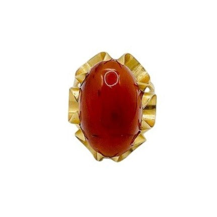 Bague Cocktail en or rose et cabochon de cornaline - Castafiore