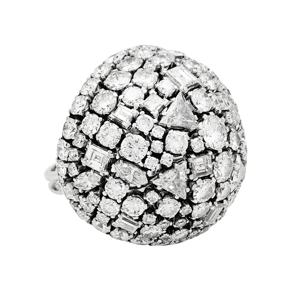 Bague "cocktail" en platine et diamants - Castafiore