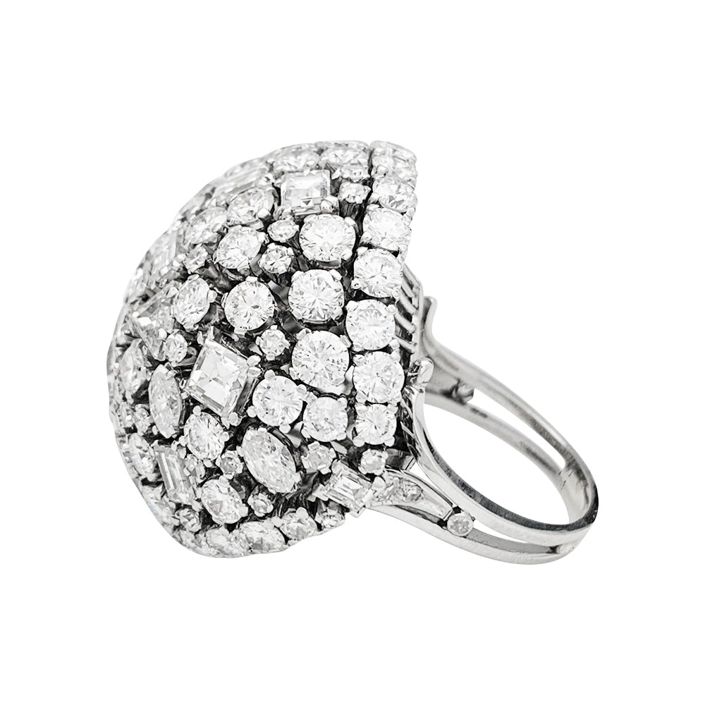 Bague "cocktail" en platine et diamants - Castafiore