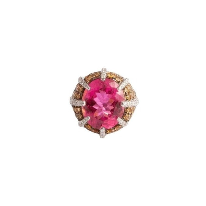 Bague Cocktail FARAONE or blanc et tourmaline rose - Castafiore