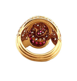 Bague Cocktail HERVÉ SCHICK en or jaune, rubis et diamants - Castafiore