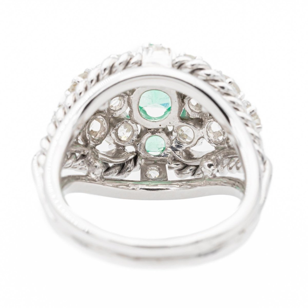 Bague Cocktail Or blanc Emeraude - Castafiore