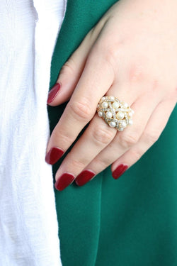 Bague Cocktail Or jaune Perle - Castafiore