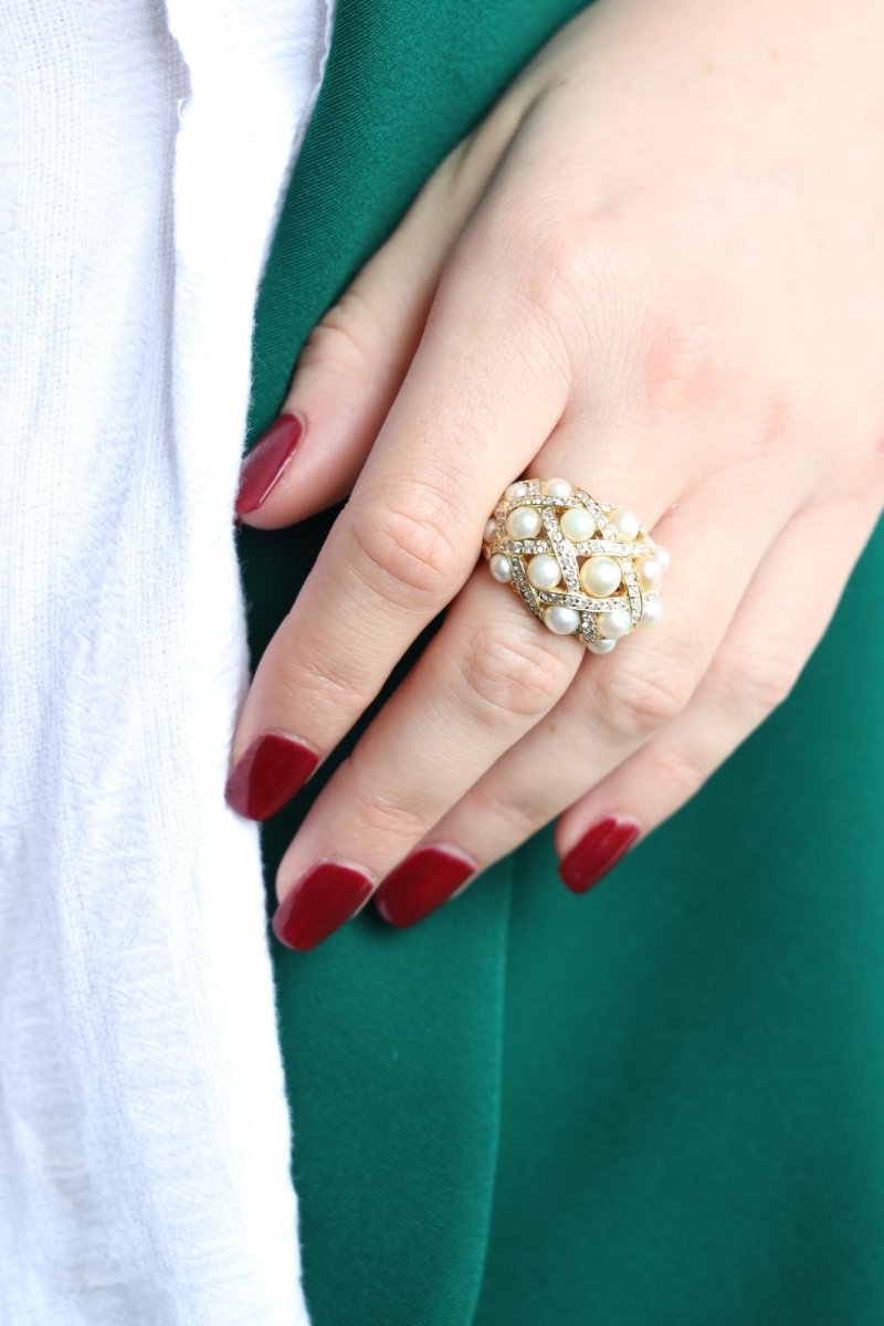 Bague Cocktail Or jaune Perle - Castafiore
