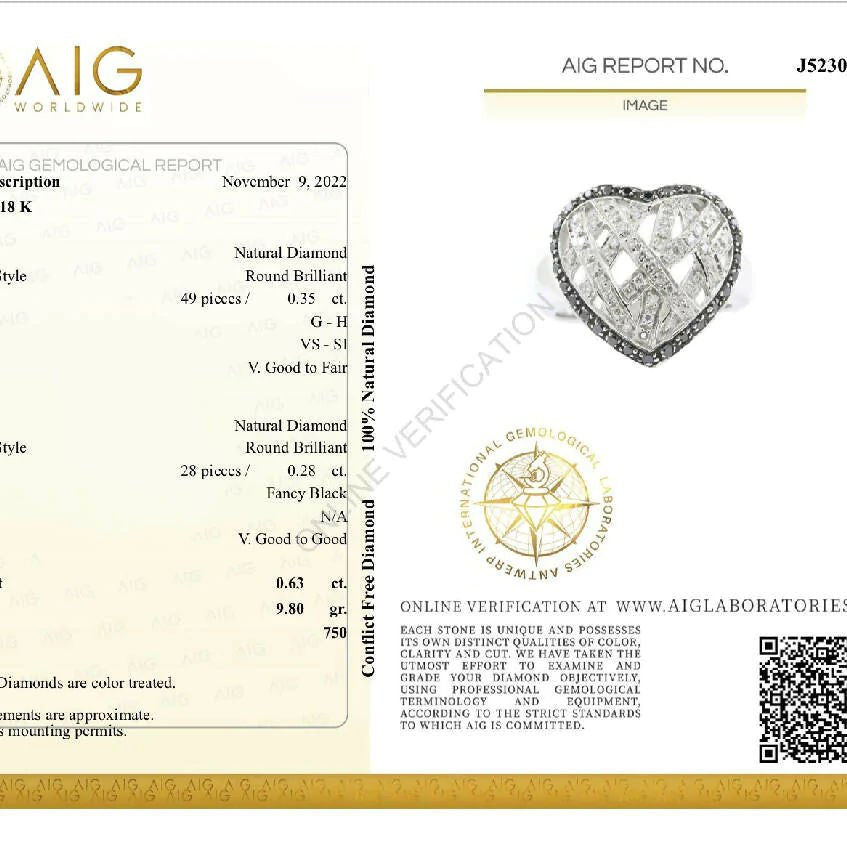 Bague coeur diamant en or blanc 18 carats - Castafiore