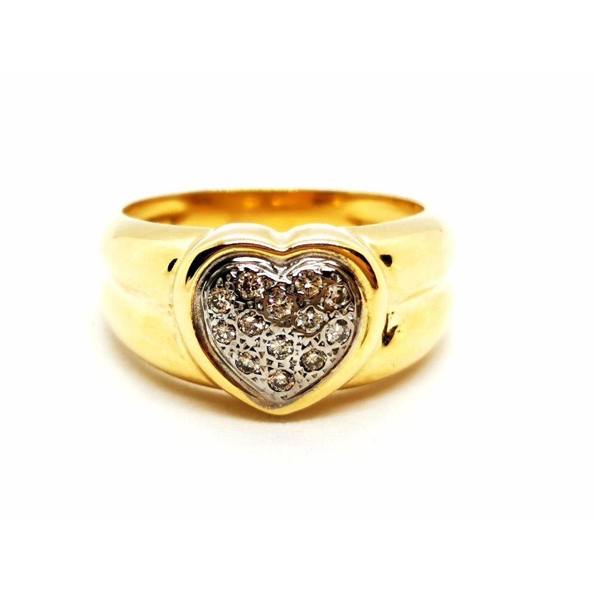 Bague Coeur Or jaune Diamant - Castafiore