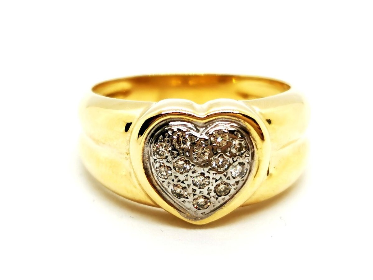 Bague Coeur Or jaune Diamant - Castafiore