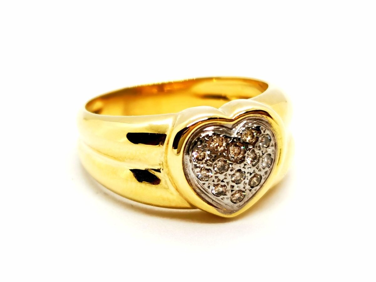 Bague Coeur Or jaune Diamant - Castafiore