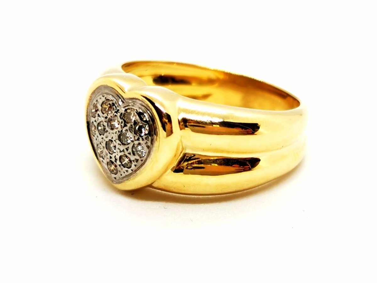 Bague Coeur Or jaune Diamant - Castafiore