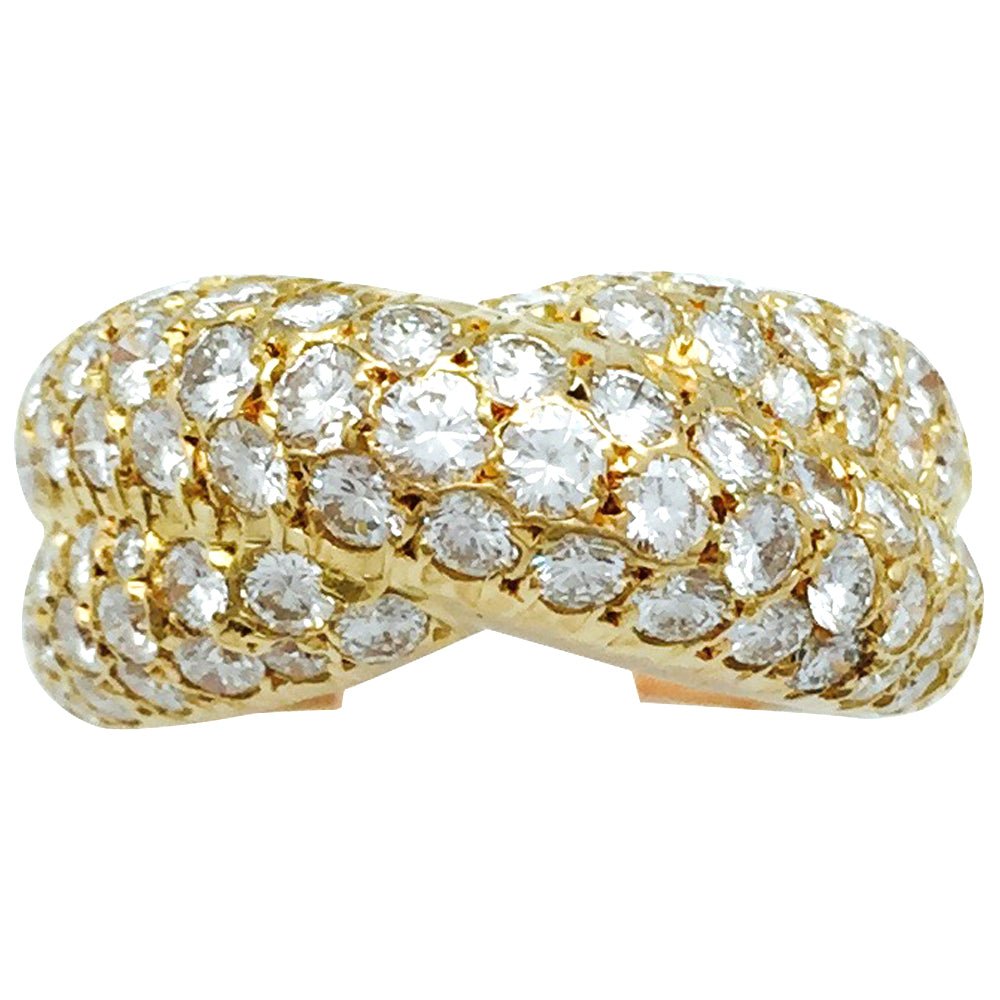 Bague "Croisée" en or jaune et diamants - Castafiore