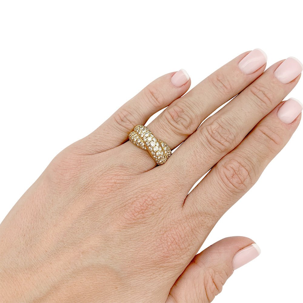 Bague "Croisée" en or jaune et diamants - Castafiore