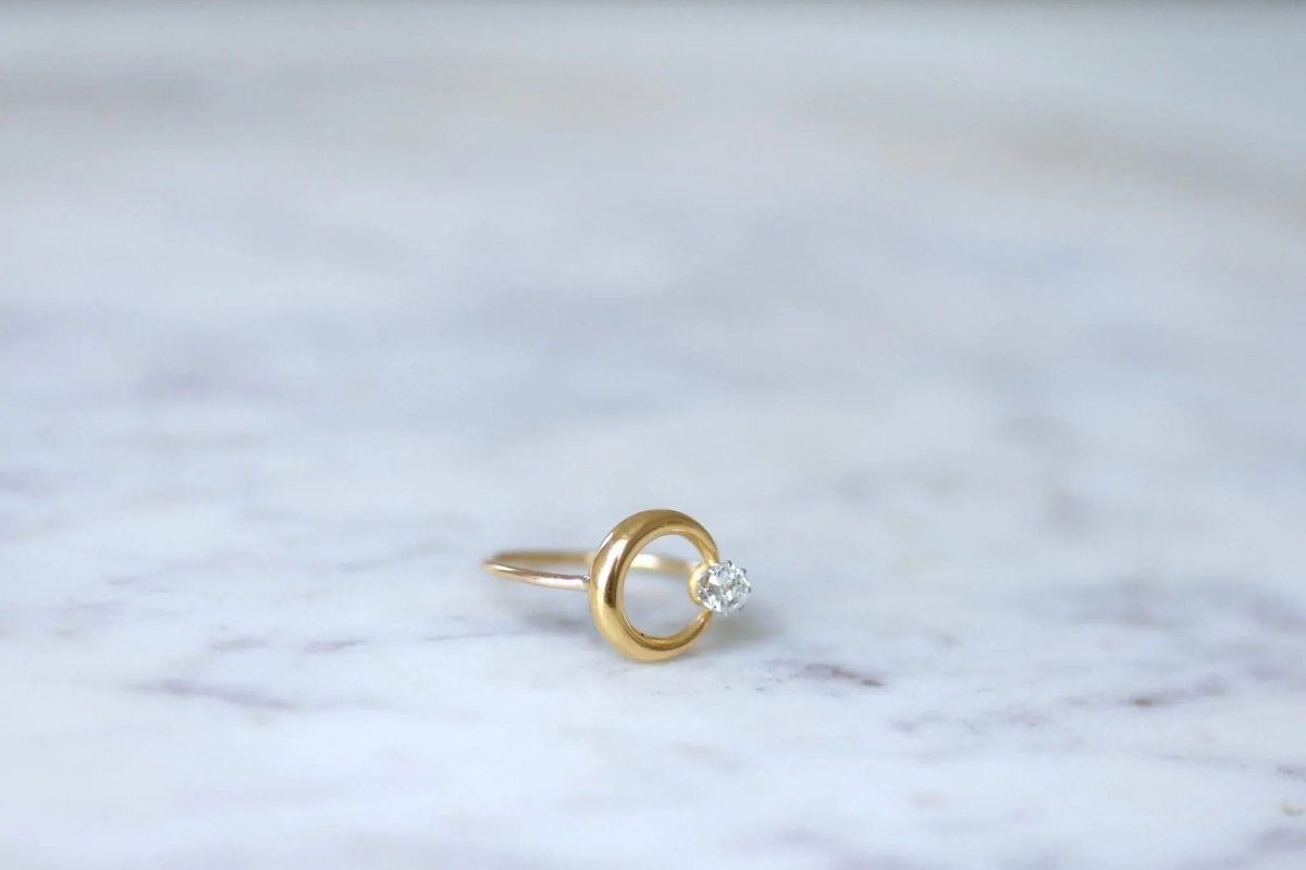 Bague croissant de lune diamant et or - Castafiore