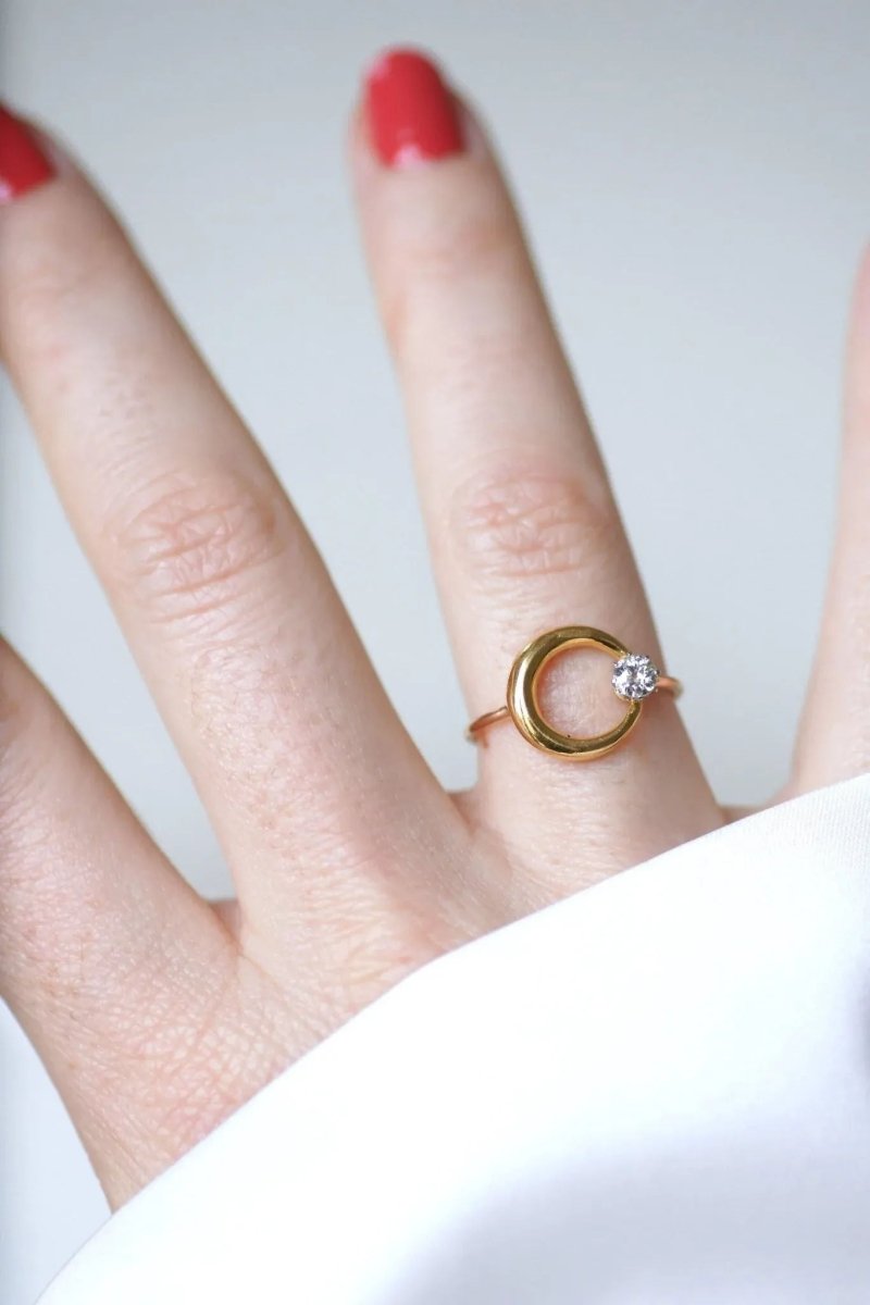 Bague croissant de lune diamant et or - Castafiore