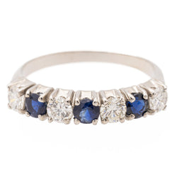 Bague Demi Alliance en or blanc et saphir - Castafiore