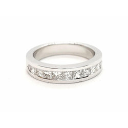 Bague Demi alliance Or blanc Diamant - Castafiore