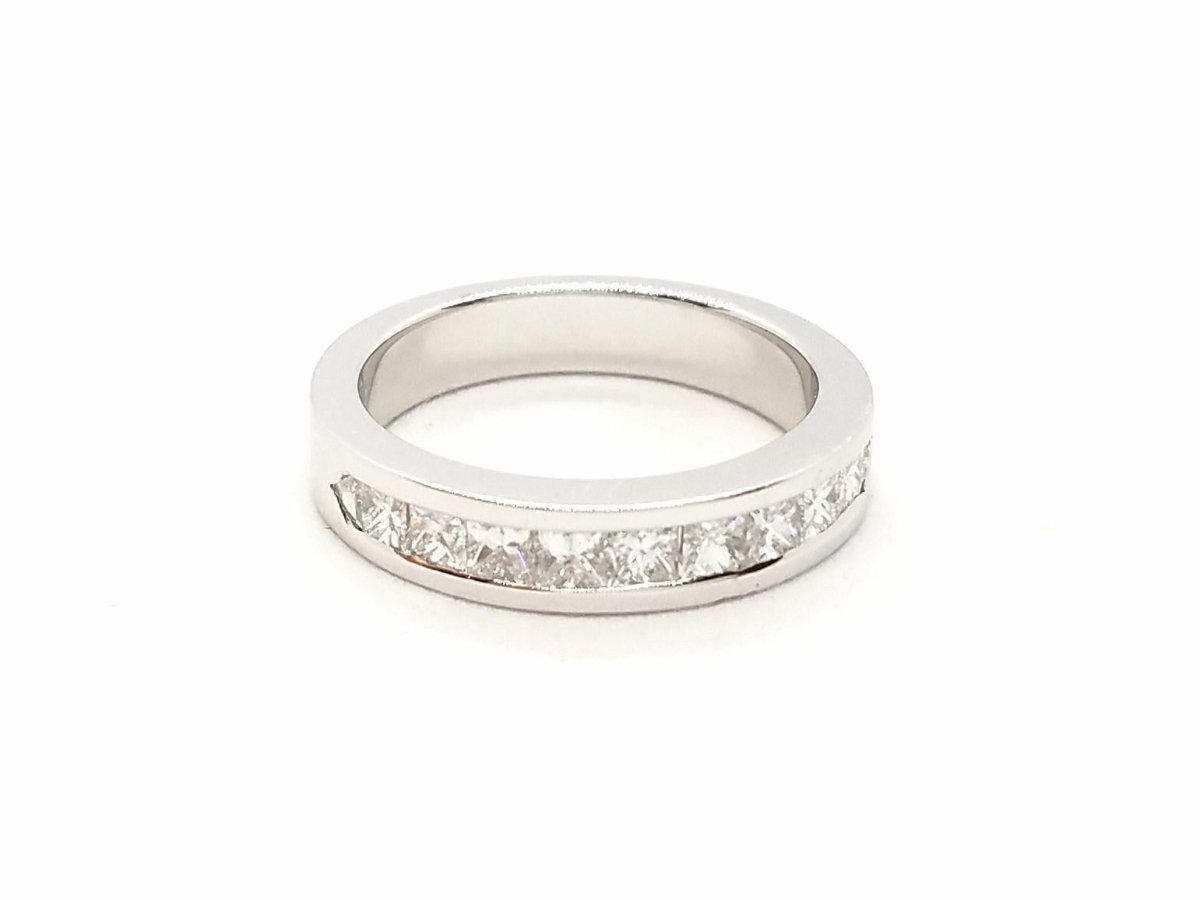 Bague Demi alliance Or blanc Diamant - Castafiore