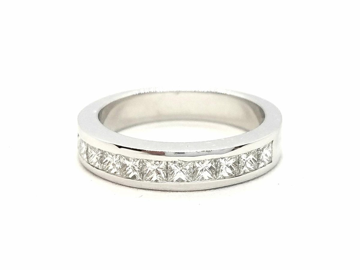 Bague Demi alliance Or blanc Diamant - Castafiore