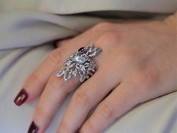 Bague Demi alliance Or blanc Diamant - Castafiore