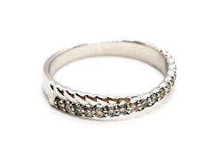 Bague Demi alliance Or blanc Diamant - Castafiore