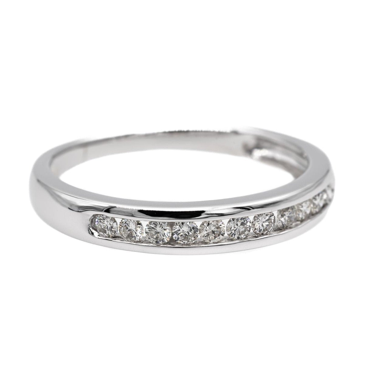 Bague Demi alliance Or blanc Diamant - Castafiore