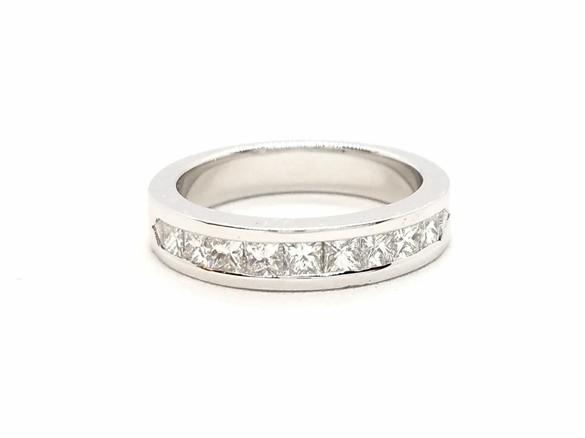 Bague Demi alliance Or blanc Diamant - Castafiore