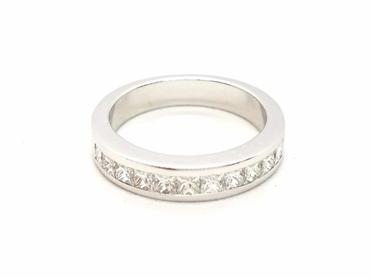 Bague Demi alliance Or blanc Diamant - Castafiore