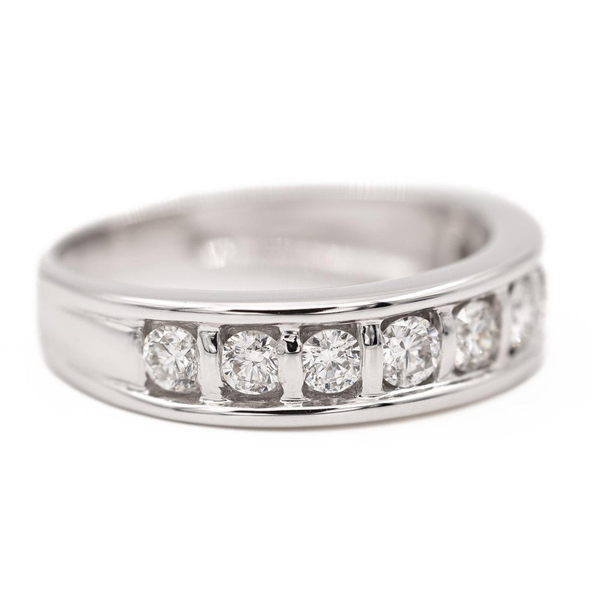 Bague demi alliance Or blanc Diamant - Castafiore