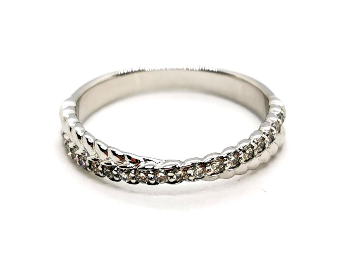 Bague Demi alliance Or blanc Diamant - Castafiore