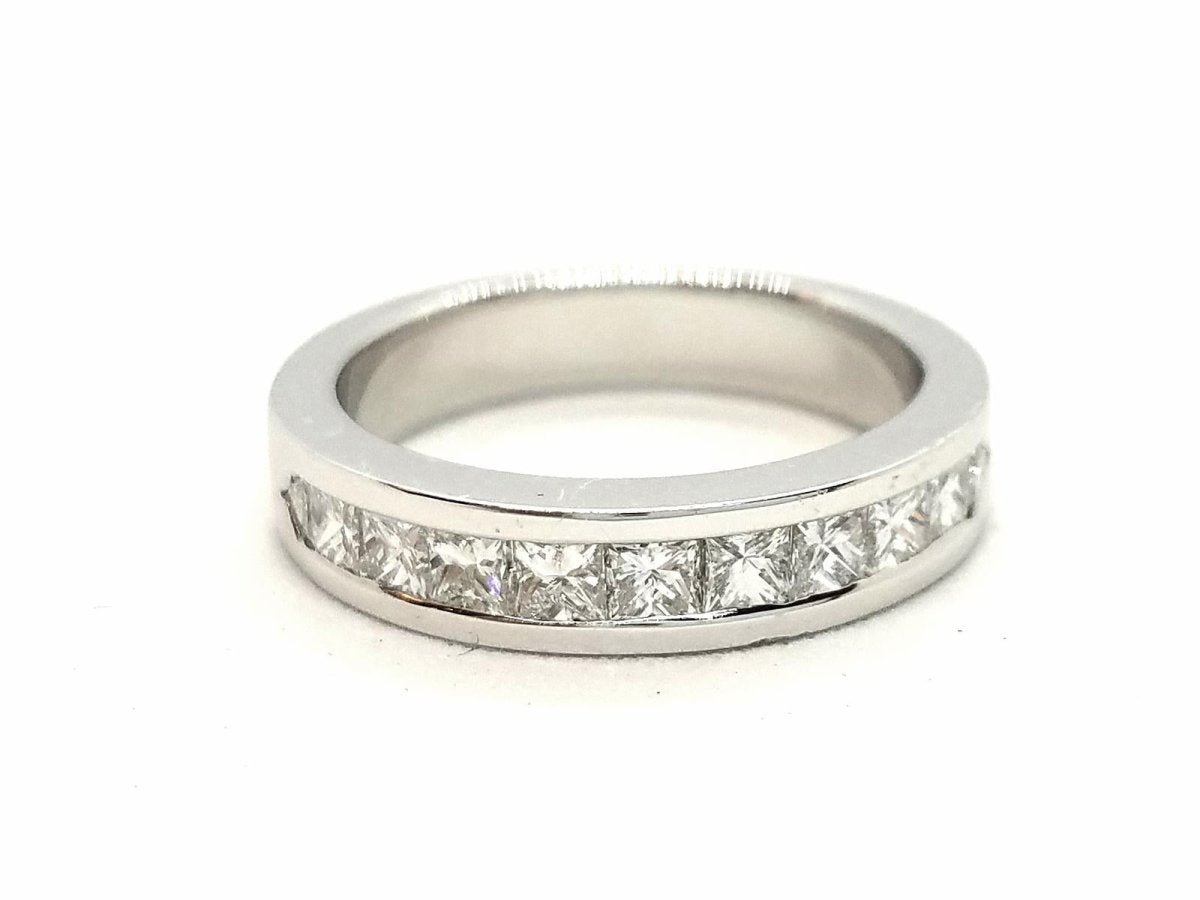 Bague Demi alliance Or blanc Diamant - Castafiore