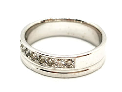 Bague Demi alliance Or blanc Diamant - Castafiore