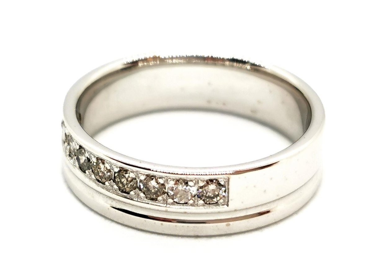Bague Demi alliance Or blanc Diamant - Castafiore