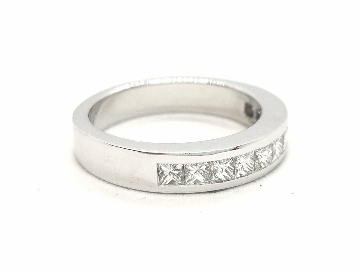 Bague Demi alliance Or blanc Diamant - Castafiore