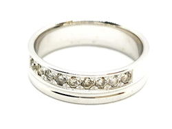 Bague Demi alliance Or blanc Diamant - Castafiore