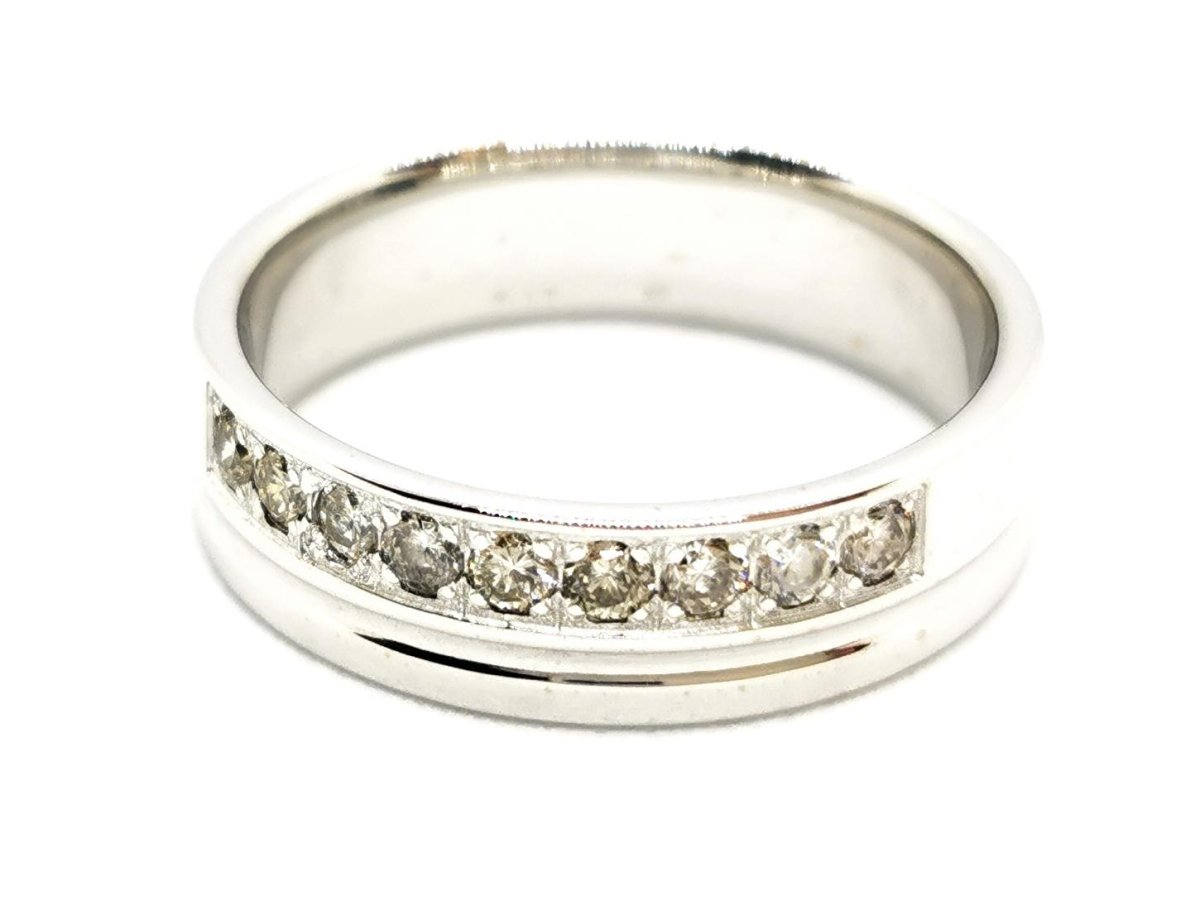 Bague Demi alliance Or blanc Diamant - Castafiore