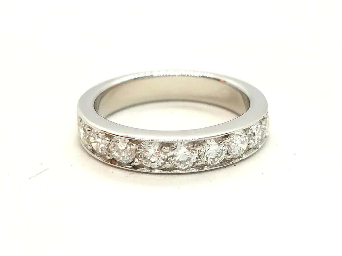 Bague Demi alliance Or blanc Diamant - Castafiore