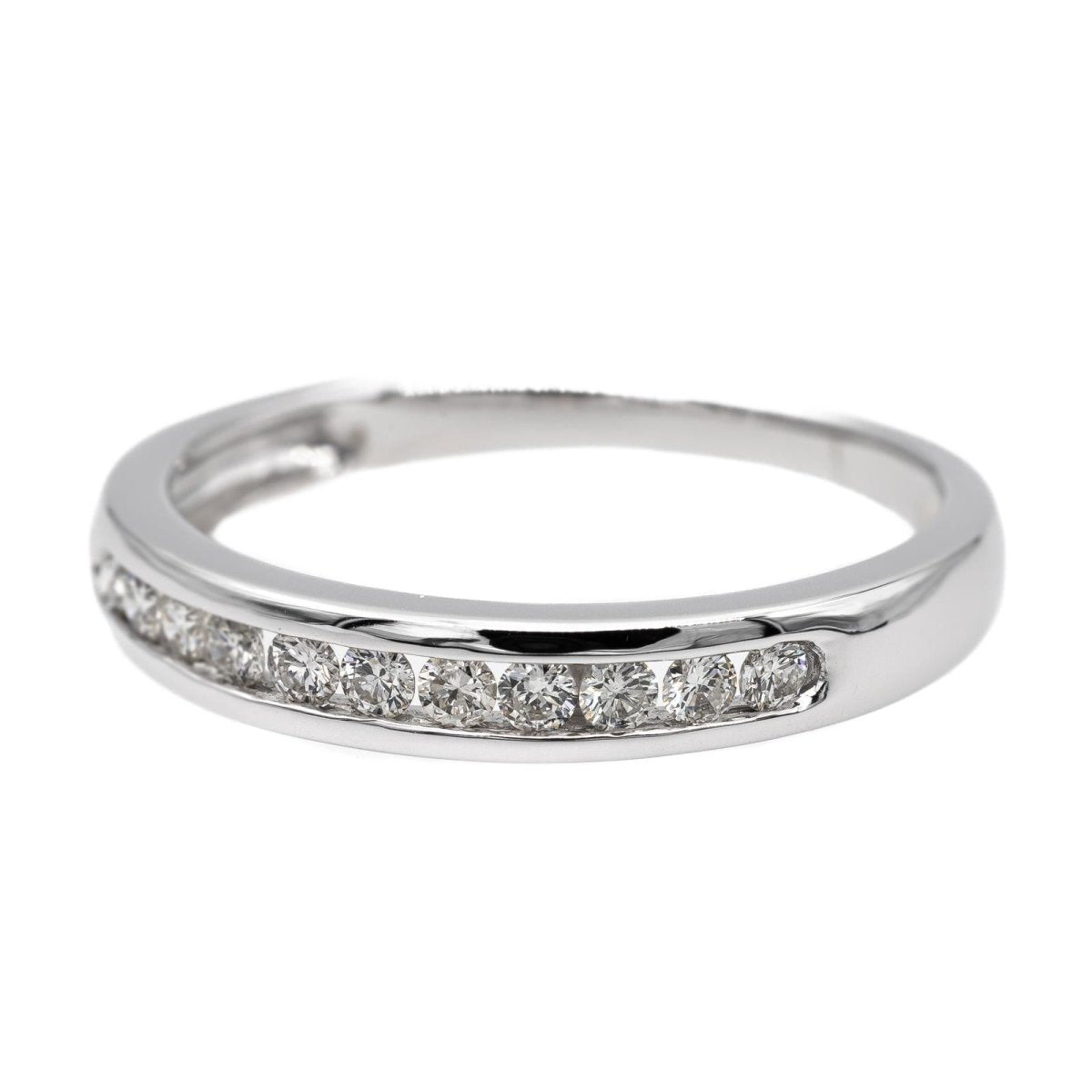 Bague Demi alliance Or blanc Diamant - Castafiore