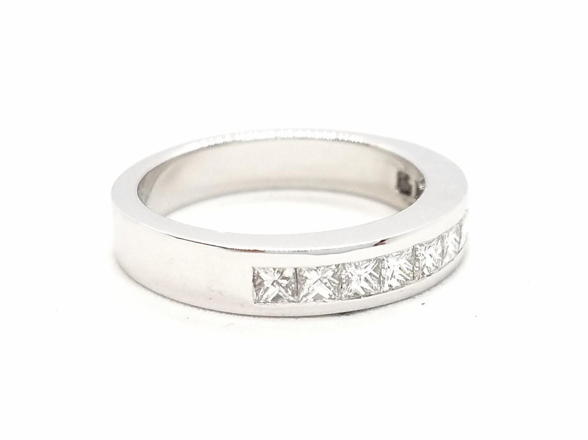 Bague Demi alliance Or blanc Diamant - Castafiore