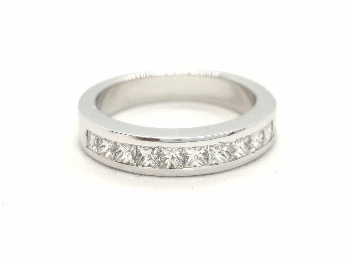 Bague Demi alliance Or blanc Diamant - Castafiore