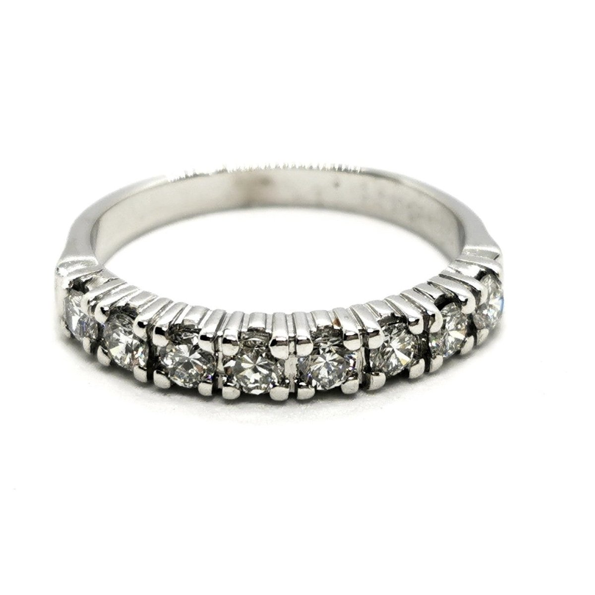 Bague Demi alliance Or blanc Diamant - Castafiore