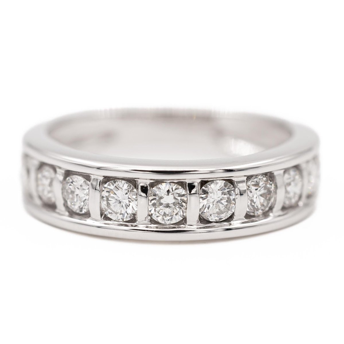 Bague demi alliance Or blanc Diamant - Castafiore