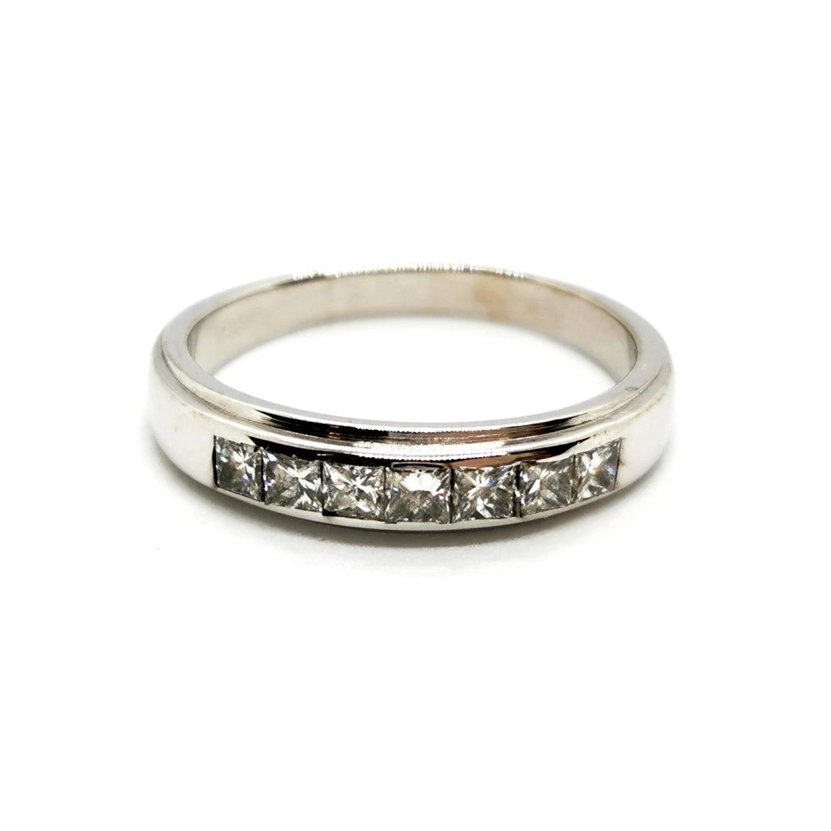 Bague Demi alliance Or blanc Diamant - Castafiore