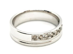 Bague Demi alliance Or blanc Diamant - Castafiore