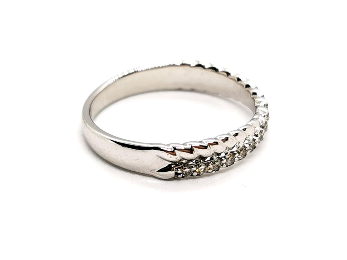 Bague Demi alliance Or blanc Diamant - Castafiore
