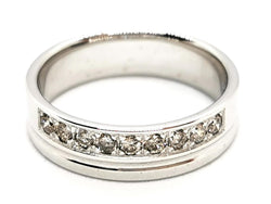 Bague Demi alliance Or blanc Diamant - Castafiore