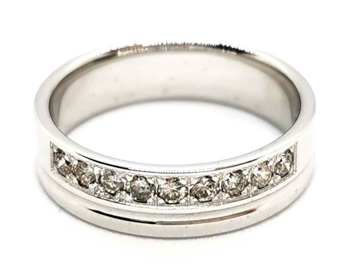 Bague Demi alliance Or blanc Diamant - Castafiore