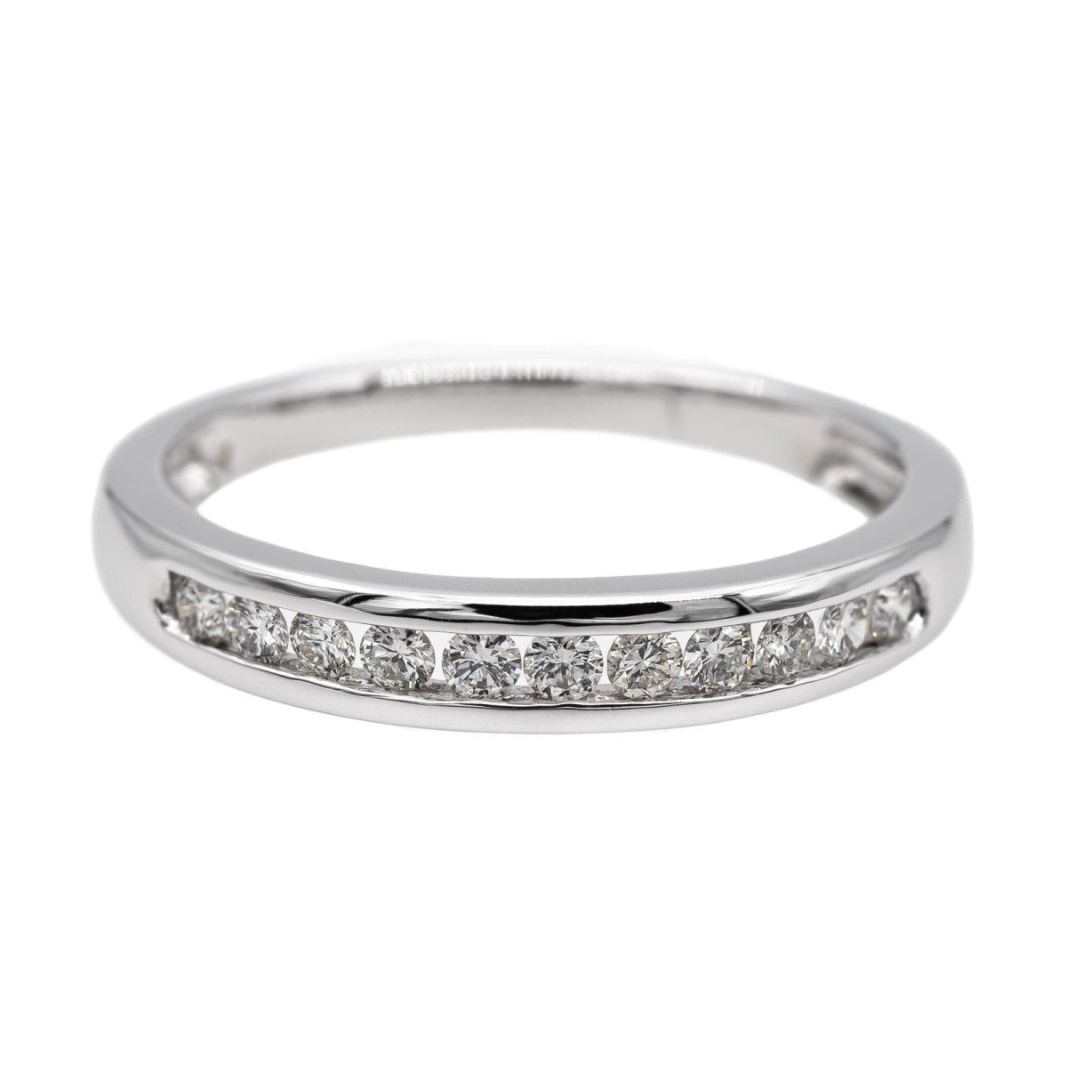 Bague Demi alliance Or blanc Diamant - Castafiore