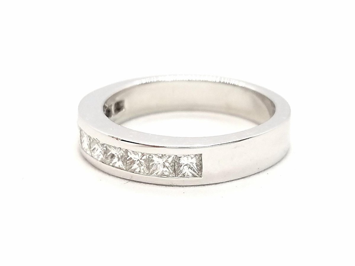 Bague Demi alliance Or blanc Diamant - Castafiore