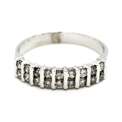 Bague Demi alliance Or blanc Diamant - Castafiore